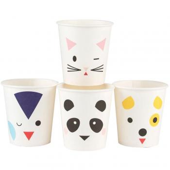 Mini animales vasos de papel Pack de 8 vasos de papel – fiesta de cumpleaños