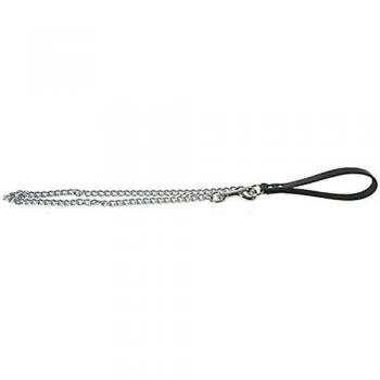 Correa de cadena para perro y gato con empuñadura de cuero negro - 1 m x 0,3 cm - Martin Sellier