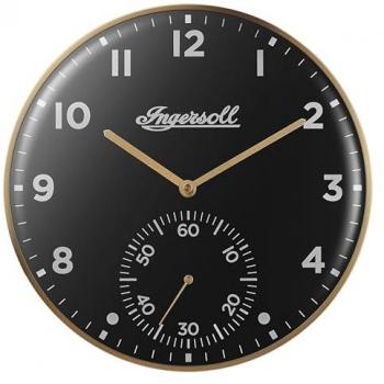 Reloj de Pared Analógico Ingersoll 1892 IC003GB Dorado con Esfera Negra, 30 cm Fácil de Leer