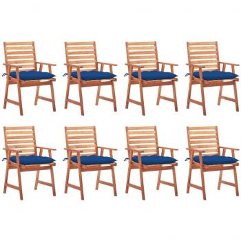 Outdoor Dining Chairs Set of 8 with Cushions Solid Acacia Wood
