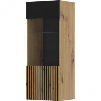 Mueble para TV efecto madera Crema y Negro AKL FURNITURE, Vitrina auris 1D Armario de pared roble artesanal / negro mate Bim Furniture