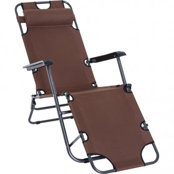 Tumbona Outsunny Reclinable y Plegable Marrón