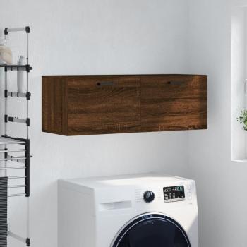 Gabinete de pared de madera multicapa en color roble marrón, dimensiones 100x36,5x35 cm