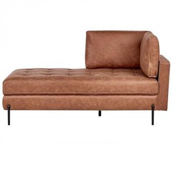 Chaise Longue Tradicional Moderna de Piel Sintética Mullida Marrón Dorado Derecha Rebais