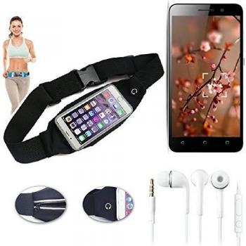Cinturón de bandolera bolso de la cintura bolsa para Huawei Honor 4X, negro + auriculares. Aptitud del deporte de la cubierta a prueba de lluvia Ejercicio corriente - K-S-Trade