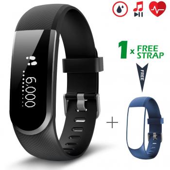 Pulsera Actividad [versión mejorada] con control de frecuencia cardíaca podómetro monitor, CHEREEKI Smartwatch pulsera inteligente de sueño compatible con sistema Android e iOS Smartphones