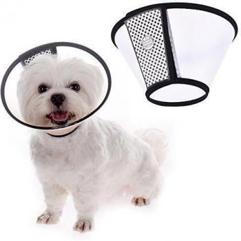 Adjustable Elizabethan Dog Cat Pet Grooming Wound Healing Cone Black&White