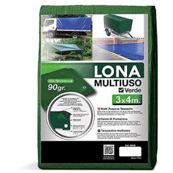 Lona Multiusos Verde Impermeable 3x4 m con Ojales de Aluminio