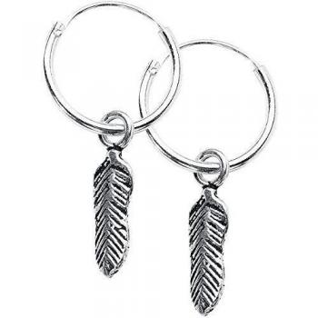 etNox Feder Mujer Pendiente Plateado, En Plata de Primera Ley,