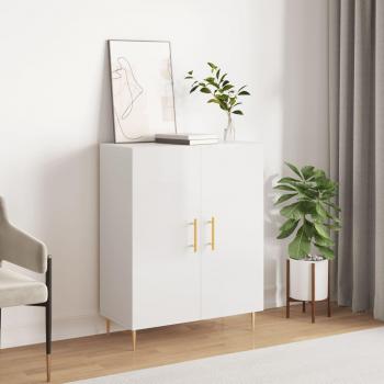 Aparador de madera de ingeniería y contrachapada blanco brillante 69,5x34x90 cm Mueble de Almacenaje de Salón, Buffet para salón, Armario Auxiliar, Armario de Almacenamiento