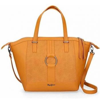 Pepe Jeans Daphne Bolso Shopper Amarillo 42x31x12 cms Piel Sintética