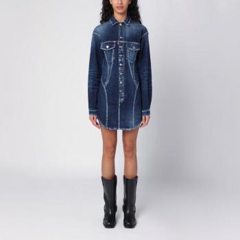 Dsquared2 Women's Washed Denim Bustier Chemisier Dress in Blue | Size 42 | S75CV0801S30664