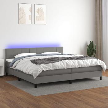 Colchón de cama suave con luces LED en tela gris oscuro 200x200 cm