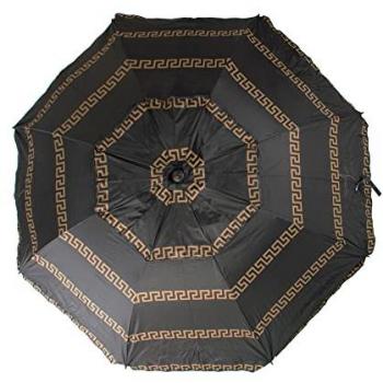 Sombrilla Playa OLIMPIA NEGRO 200 cm con Espiral, Poste de Recorrido Total y 8 Varillas - Protección Total contra Rayos UV