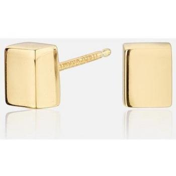 Pendientes Cube Cuadrado de Plata Chapada en Oro