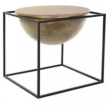 Mesa auxiliar DKD Home Decor Marrón Negro Madera Metal 64 x 64 x 62,5 cm