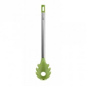 BRA Prior Cuchara de Pasta Apta para el Contacto con los Alimentos, Acero Inoxidable 18/10 y Silicona, Verde, 35 x 6.5 x 3.5 cm