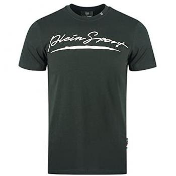 Plein Sport Men's Large Black Cotton T-Shirt with Signature Logo