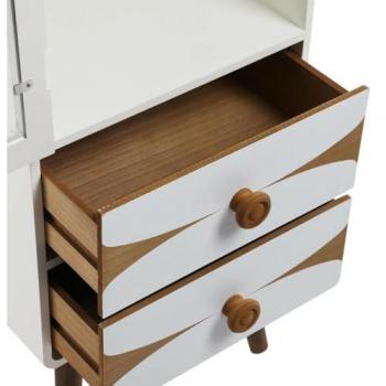 Vitrina Versa Madera MDF Blanco 2 Cajones y 1 Puerta 120 x 33 x 43 cm