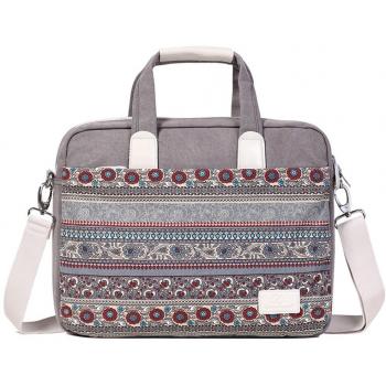 WanQin 15-15.6 Pulgadas Estilo Bohemio Tela de Lona Funda Blanda Bolso Maletín para Ordenador Portátil/MacBook/MacBook Pro/MacBook Air/Acer/Dell Notebook Gris