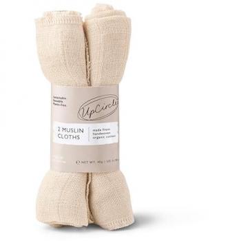UpCircle Beauty Organic Muslin Cloths (2pcs) - Certified Organic, Double-Layered, Eco Friendly, Removes Make Up, Suitable for All Skin Types