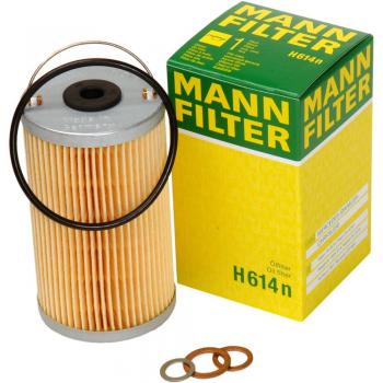 Original MANN-FILTER Filtro de aceite H 614 n – Set de filtro de aceite juego de juntas – Para automóviles