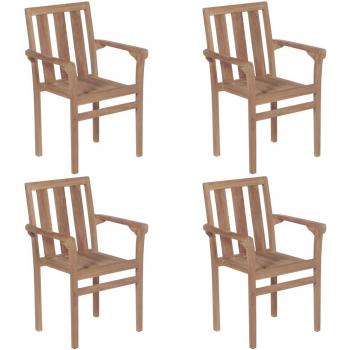 vidaXL Stackable Garden Chairs 4 pcs Solid Teak Wood