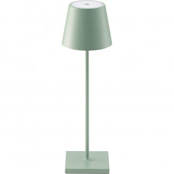 Lámpara de mesa LED recargable Nuindie IP54, USB-C, verde salvia 38 cm