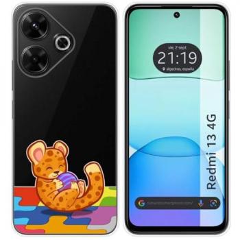 Funda de Silicona Transparente con Diseño Leopardo para Xiaomi Redmi 13 4G