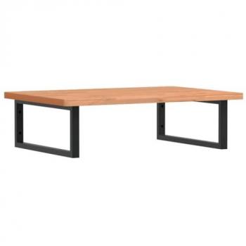 Estante de lavabo de pared de acero y madera maciza de haya Vidaxl Marrón