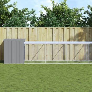 Gallinero y corral de acero galvanizado gris claro 110x1221x110 cm