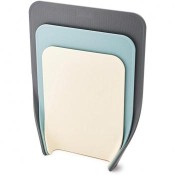 Juego de Tablas de Cortar Nest Chop - Set de 3 Piezas Apilables con Bords Incurvados, Almacenamiento Vertical, Material Resistente, Color Gris
