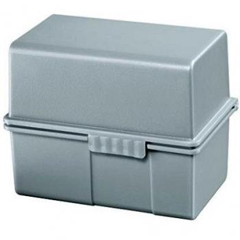 Caja de índice HAN A8 apaisada, capacidad para 200 tarjetas, con bisagra de acero, color gris claro