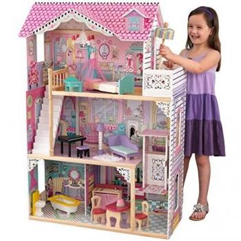 KidKraft Annabelle Casa de muñecas de madera con muebles y accesorios incluidos, 3 pisos, para muñecas de 30 cm , Multicolor 65934