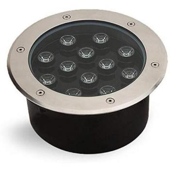 Foco Empotrado de Suelo 12W con 12 LED, Blanco Frío, IP68, Calpestable para Jardín