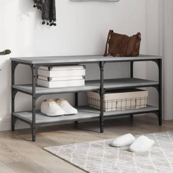 Banco zapatero Sonoma de madera multicapa gris 100x38,5x49 cm