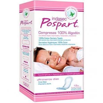 Indasec Postpartum Cotton Pads with Wings - 14 Units Normal