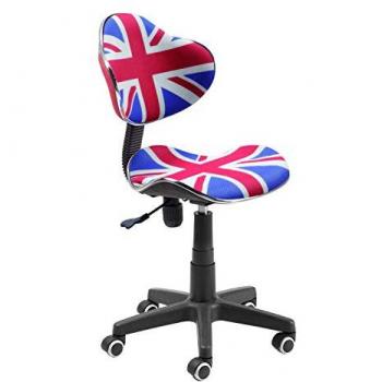 Silla de Estudio Juvenil Circus con Tejido Transpirable, Estampado British, Medidas: 54cm (Ancho) x 84-95.5cm (Alto)