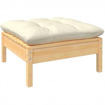 vidaXL Cream Cushioned Pine Wood Outdoor Footrest