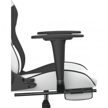 Gaming Chair with Footrest White and Black Faux Leather
