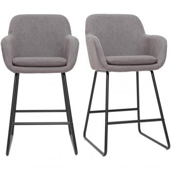 Set de 2 taburetes de cocina efecto aterciopelado gris 75 cm Amika