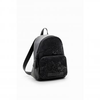 Mochila Alpha Mombasa Mini en negro con bordado de flores
