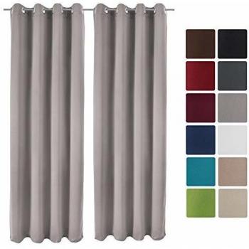 Cortina oscurecedora de ojales Beautissu, 2 unidades, 140x245 cm, color gris