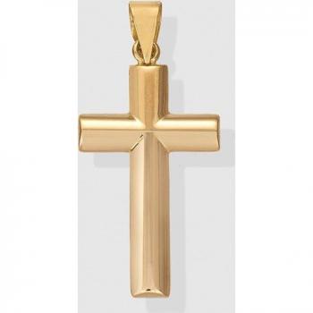 Colgante Cruz de oro amarillo con cadena incluida, diseño elegante y acabado brillante