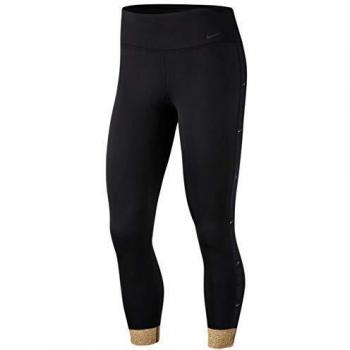 NIKE W One Icon Clsh Cuf 7/8 T Long Sleeve Top, Mujer, Black/Metallic Gold/Black, M