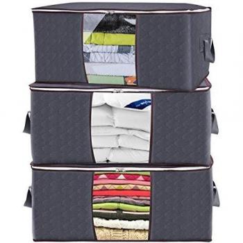 Raniaco 105L Bolsa de Almacenamiento de Ropa XXL 70x50x30CM Almacenaje bajo la Cama No Tejido Grande,Caja de Ropa Plegable Gruesa para edredón Manta Ropa de Cama
