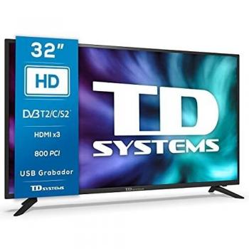 TD Systems K32DLG12H - Televisores 32 Pulgadas HD, 800 PCI Hz, 3X HDMI, USB Grabador Reproductor, DVB-T2/C/S2 Modo Hotel. Televisiones