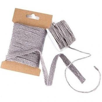 Neotrims 100% yute Natural 10 mm cinta Trim & 2 mm cable cadena, 18 colores. Colores a juego, se vende por separado o como decoración Combo, manualidades, bisutería de moda, 20 Mt, 2 mm negro cable, yute, Lt Grey, 20Mts String Cord