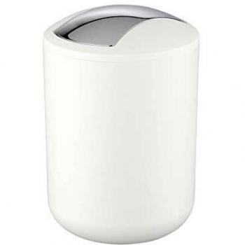 WENKO Cubo con tapa oscilante Brasilblanco 2 l - a prueba de rotura Capacidad: 2 l, Plástico