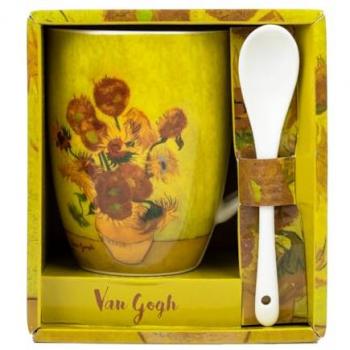 Taza de Cerámica con Cuchara Van Gogh Los Girasoles - Enesco 13x11x11 Cms